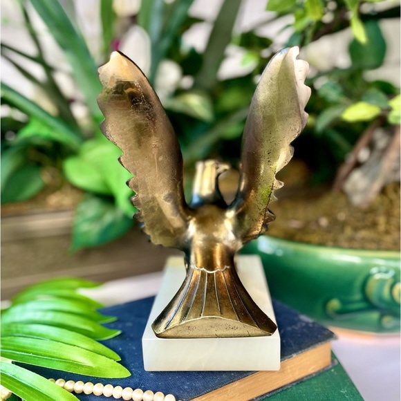 Bronze Eagle Taking Off Gilded Eagle Mounted On Onyx - Picture 7 of 12